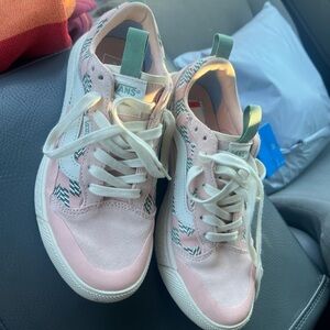 Unique pink and green vans sneaker